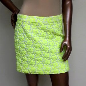 J. Crew Neon Yellow Floral Mini Skirt